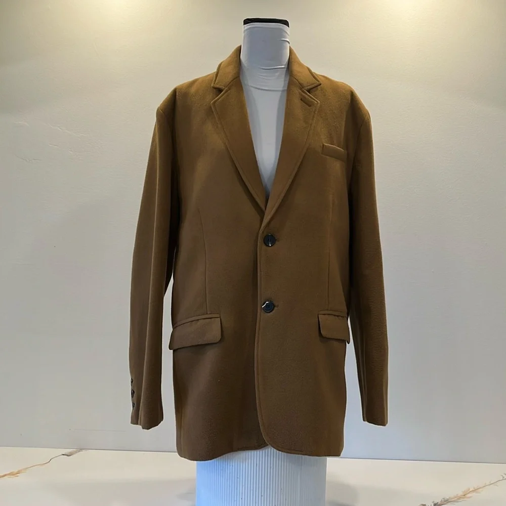 Real Takai fleece cognac/camel blazer black lining inside pocket 2XL